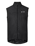 VAUDE Fahrradweste Matera Air Vest schwarz, ultraleichte Windweste Radsport Herren, wasserabweisende Weste Rennrad Herren, winddichte Sportweste reflektierend - L