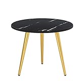 SHIJIE1701AA Beistelltisch Runder Beistelltisch, Marmor-Metall-Endtisch, Nachtlüfter-Tische für Wohnzimmer, Beistelltisch für kleine Räume, schwarz, weiß Wohnzimmertisch (Color : A)