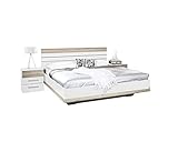 Rauch Möbel Tarragona Bett Futonbett inkluisve 2 Nachttische in Weiß und Eiche Sanremo hell Liegefläche 180x200 cm Gesamtmaße Bett inklusive Nachttische: BxHxT 289 x 102 x 207 cm