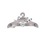 Hokulight Kindergarderobe Rosa aus Holz mit Wunschname Personalisierbar Flur Kinderzimmer Kinder Geschenk Baby Geburtstag Wandhaken Kleiderhaken Garderobe (Astronaut)