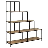 Amazon Marke - Movian Bücherregal, Treppe mit 4 Ebenen, schwarzes Metallgestell, Wilde Eiche, 33.0 x 119.89 x 45.97 cm