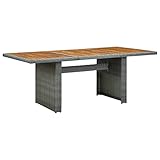puraday Gartentisch Hellgrau Poly Rattan und Akazie Massivholz Gartentisch Wetterfest Garden Furniture Garden Table Multifunktionstisch Gartentisch Rattan Balkonmöbel Balkontisch Terassenmöbel Außen