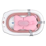 VA-Cerulean Badewanne Faltbare mit Abnehmbarem Kissen,Rosa,Platzsparend,Utschfest,Kunststoffbadewanne,Reisebadewanne,Klappbadewanne für Baby,Neugeborene,Kinder von 0-8 Jahre