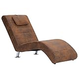 Gawany Relaxliege mit Kissen- Chaiselongue Mit verzinkten Stahlbeinen- Relaxsessel fürs Wohnzimmer - Moderne Recamiere mit Polyester- Chaiselongue - Braun Wildleder-Optik