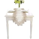 Tischläufer Abwaschbar Outdoor, Tischläufer Spitze Abwaschbar Hellbraun 40x90CM Polyester Table Runner Tischdeko Wohnzimmer Küche
