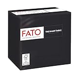 Fato, Einweg-Papierservietten, Ideal für Aperitifs und Cocktails, Packung mit 100 Servietten, Größe 24x24, Gefaltet in 4 und 2 Lagen, Farbe Schwarz, 100% Reines Zellulosepapier, FSC-zertifiziert