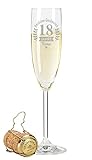 Leonardo Sektglas mit Gravur - Herzlichen Glückwunsch Design - Personalisiert mit Namen - Schönes Geschenk zum Geburtstag, Jubiläum oder Jahrestag - Geschenke für Sie & Ihn - Alter: 18. Geburtstag