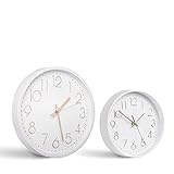 Wanduhr ohne tickgeräusche (2er Set), 20 cm und 30 cm, Wanduhr modern, Dekoration Wohnzimmer