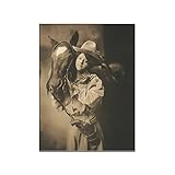 HOWDA Wandbilder Bilder FüR Wohnzimmer Poster Western Cowgirl Poster Vintage Wand Bilder Schwarz-Weißes Mädchen mit Pistole Geschenk Büro Bild Deko a Leinwand Wand Bilder (40x60cm Kein Rahmen)