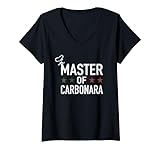 Meister von Carbonara Italien Koch Spaghetti Carbonara T-Shirt mit V-Ausschnitt