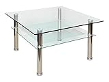ts-ideen Glastisch 80 x 80 cm zarter Beistelltisch Ecktisch Couchtisch aus Edelstahl mit 10 mm ESG Sicherheitsglas