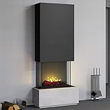 muenkel design Prato [Elektrokamin Opti-myst Heat]: Galaxy (Schiefer dunkelgrau) - Haube schwarz-grau - Ohne Heizung - 80 cm