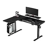 ULTRADESK Winger RGB LED | Gaming Schreibtisch Gamer Tisch L Form | L-förmiger Ecktisch Eckschreibtisch | Höhenverstellbarer Computertisch elektrisch | Schwarz | 155x111x60 cm Links