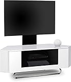 Homeology Hampshire Eck-Fernsehschrank mit Kontraststrahl, für Fernbedienungen, 66 cm - 127 cm (26 Zoll) bis 50 Zoll, Weiß glänzend