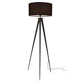 lux.pro Stehleuchte Faro 153cm Stehlampe 1xE27 Standleuchte 3-Fuß-Leuchte Stand Lampe max. 60W Metall Stoffschirm Schwarz