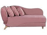 Praktische Chaiselongue Samtstoff mit Bettkasten linksseitig rosa Meri