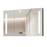 Medizinschränke Smart Badezimmer Spiegelschrank Einzeln Wandmontage Toilette Schminkspiegel mit Licht Badezimmer Spiegel Aufbewahrung mit Regal (Weiß 98 * 70 * 12cm)