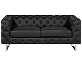 Beliani Luxuriöses 2er Sofa Kunstleder Chesterfield Stil schwarz Vissland