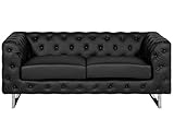 Beliani Luxuriöses 2er Sofa Kunstleder Chesterfield Stil schwarz Vissland