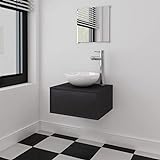 KIPPOT Mehrzweck-Beistellschrank, Möbel- und Waschbecken-Set, 3-teilig, Schwarz, kompakte Größe + minimalistisches Design, Schrank-Set für Wohnzimmer, Küche, Schlafzimmer
