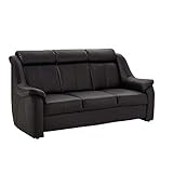 Cavadore 3er Ledersofa Beata moderne 3-sitzige Couch in Leder, Echtleder, schwarz, 188 x 98 x 92 cm