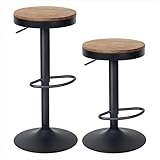 YOUNIKE Barhocker 2er Set Holz Barstuhl Höhenverstellbar 360 ° Schwenkbar Tresenhocker Küchenstühle mit Fußstütze für Bar Bistro Café Küche, Schwarz