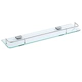 NEIDE Rechteckige Wand montiert Badezimmer Glasregal 7mm gehärtetes Glas Lagerkorb Duschkorb mit Edelstahlschiene (Größe: 40 cm / 15,7 Zoll) (Size : 50cm/19.7in)