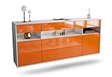 Dekati Sideboard Inglewood hängend (180x77x35cm) Korpus Weiss matt - Front Hochglanz Orange - Push to Open - Leichtlaufschienen
