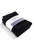 herzbach home Gästehandtuch 3er Set 30 x 50 cm (Schwarz) – Hochwertige, weiche & saugstarke Gäste-Handtücher in Premium-Qualität – 100% natürliche Baumwolle