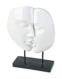 Casablanca modernes Design Moderne Skulptur Faces Poly weiß auf schwarzer Base Höhe 28 cm Breite 22 cm