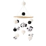 Mobile Baby für Bett, Baby Mobile Babybett mit Windspiele, Babyzimmer Deko mit Niedlicher Panda, Babybett Spielzeug für Säuglinge Kleinkinder（Gebogener Bambus und Holz）