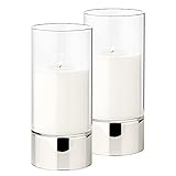 EDZARD 2er Set Windlicht Granada (Ø 9 cm, H 20 cm) Silber-Optik & Glas für Kerzen - Deko Kerzenhalter, Deko Gläser, Teelichthalter Glas, Windlicht Outdoor - Teelicht, Kerzenglas & Windlicht Glas