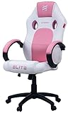 ELITE Gaming Stuhl MG100 Exodus - Ergonomischer Bürostuhl - Schreibtischstuhl - Chefsessel - Sessel - Racing - Gamingstuhl - Drehstuhl - Chair - Kunstleder Sportsitz (Weiß/Pink)