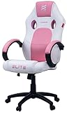 ELITE Gaming Stuhl MG100 Exodus - Ergonomischer Bürostuhl - Schreibtischstuhl - Chefsessel - Sessel - Racing - Gamingstuhl - Drehstuhl - Chair - Kunstleder Sportsitz (Weiß/Pink)