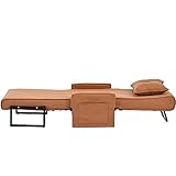 EVURU 3-in-1-Schlafsofa Schlafsessel für Eine Person,Gepolsterter Lazy Bed,Indoor Klappbarer Sofasessel mit Kissen,Multifunktional Leisure Recliner für Das Home Office (Brown)