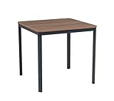 furni24 Schreibtisch D-Profil Nova 80x80x75cm, Nussbaum, Einfache Montage, Arbeitstisch, Bürotisch, Küchentisch, Esstisch, Druckertisch Büro-Möbel Computertisch Gaming-Tisch Mehrzwecktisch