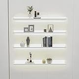 Schwebende Wandregale mit LED-Warmlicht L 50/80100/120 cm, wandmontierte lichtemittierende Eisenkunst-Regale, beleuchteter Metallständer für den Einsatz in Mehreren Bereichen (Farbe: Weiß, Größe: 50