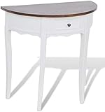 EBTOOLS Halbrund Tisch Beistelltisch Konsolentisch Eingangsbereich mit Schublade für den Eingangsbereich Dekoration für Zuhause, Weiß + Braun, 80 x 40 x 78 cm