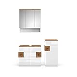 Vicco Badmöbel-Set Badezimmer-Möbel Bad-Schrank Eden Weiß Artisan modern Badezimmerschrank Waschbeckenunterschrank Spiegelschrank Hängeschrank Hochschrank Midischrank Schranktür Schrankfach (Set 2)