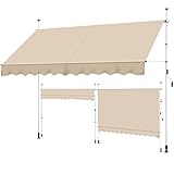 Yaheetech Klemmmarkise Balkonmarkise mit Handkurbel 300x120cm Sonnenschutz ohne Bohren Sonnenmarkise höhenverstellbar Markise mit Gestell Beige