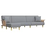 vidaXL Schlafsofa L-förmig 279x140x70 cm Stoff hellgrau