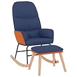 vidaXL Schaukelstuhl mit Hocker Schwingstuhl Relaxsessel Schaukelsessel Sessel Schwingsessel Relaxstuhl Polstersessel Wohnzimmer Blau Stoff