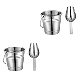 Alipis 2 Sets Weinkübel Kühler Edelstahl Eiskübel Champagner Eiskübel Metall Ic Zuckerschaufel Eishalter Kleiner Eiskübel Wein Bierkübel Haushaltseimer Eislöffel Eisregal