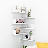 TEKEET Home Furniture Wandregal Eckregal, 2 Stück, Hochglanz, Weiß, 40 x 40 x 50 cm, Holzoptik