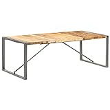 TOYOCC Tische, Küchen- und Esszimmertische, Esstisch, 220 x 100 x 75 cm, massives raues Mangoholz