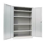 Schrank & Stuhl Werkzeugschrank Obelixxx – Werkstattschrank mit 4 höhenverstellbaren Fachböden, Stahlschrank für Werkzeuge, 195 x 120 x 50 cm (H x B x T), Grau