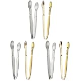 2 Stück Clips Werkzeug Kaffee Gold Zuhause Kleine Lebensmittel Vorspeisen Bar Vergoldet Würfel Party Zange Tee for Mini KitchenSugar Restaurant Silber Stahl Eis Edelstahl Café Servieren Vorspeisen Küc
