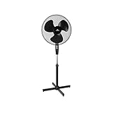 Lentz Standventilator Ø 40 cm Stand-Ventilator oszillierend 3 Geschwindigkeitsstufen verstellbarer Neigungswinkel Metallgitter höhenverstellbar schwarz