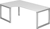 bümö® Schreibtisch R-Serie höhenverstellbar, Tischplatte 200 x 120 cm in weiß, Gestell in Silber