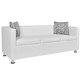 JUNZAI 3-Sitzer-Sofa, Tagesbett, Couch Mit Schlaffunktion, Couch für Wohnzimmer, Wohnzimmersofa, für Wohnungen, Bigsofas, Cauchsofa, Kunstleder Weiß